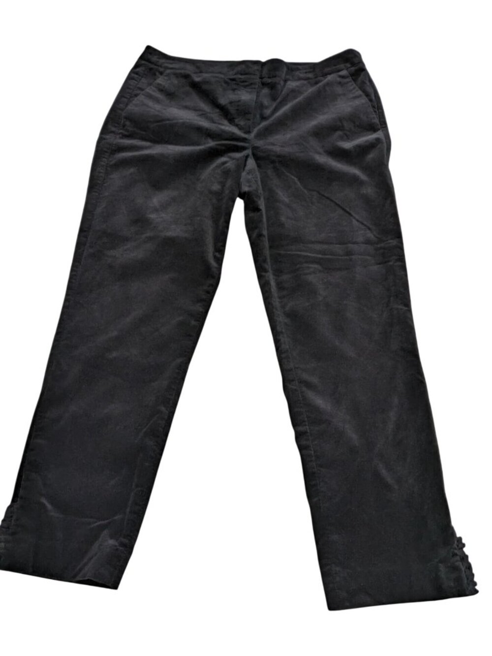 Talbot Black Velvet Pants Straight Leg Minimalist Office Academia Y2K Cropped 12